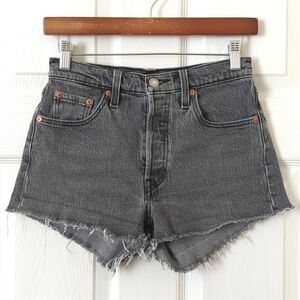 Levi's Premium 501 Classic High Rise Cut Off Raw Hem Button Fly Jean Shorts 25